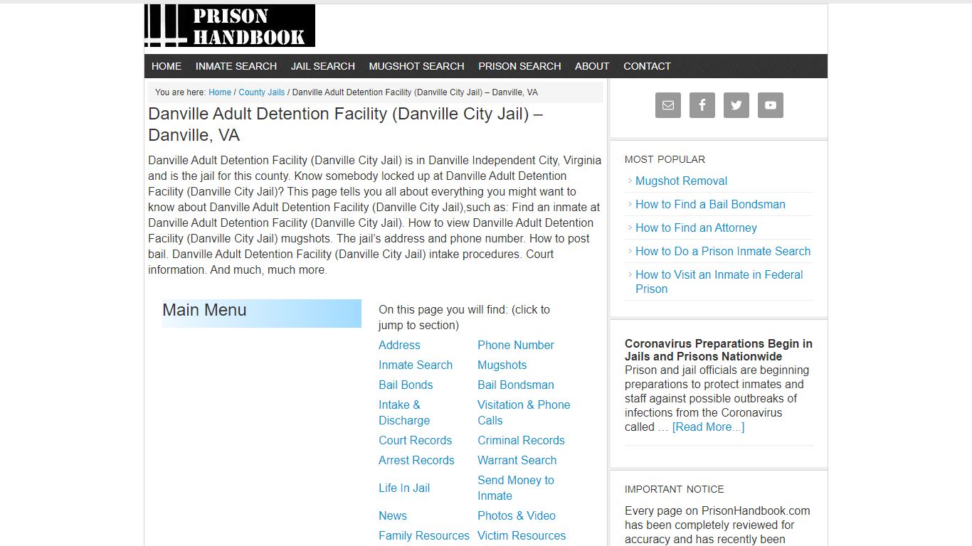 Danville Adult Detention Facility (Danville City Jail) – Danville, VA
